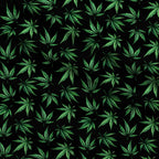 Cannabis Leaves on Black Fleece Fabric — fleece fabric folded close-up preview (mv-fleece-v1:lying)