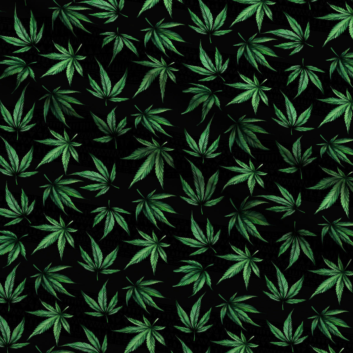 Cannabis Leaves on Black Fleece Fabric — fleece fabric folded close-up preview (mv-fleece-v1:lying)