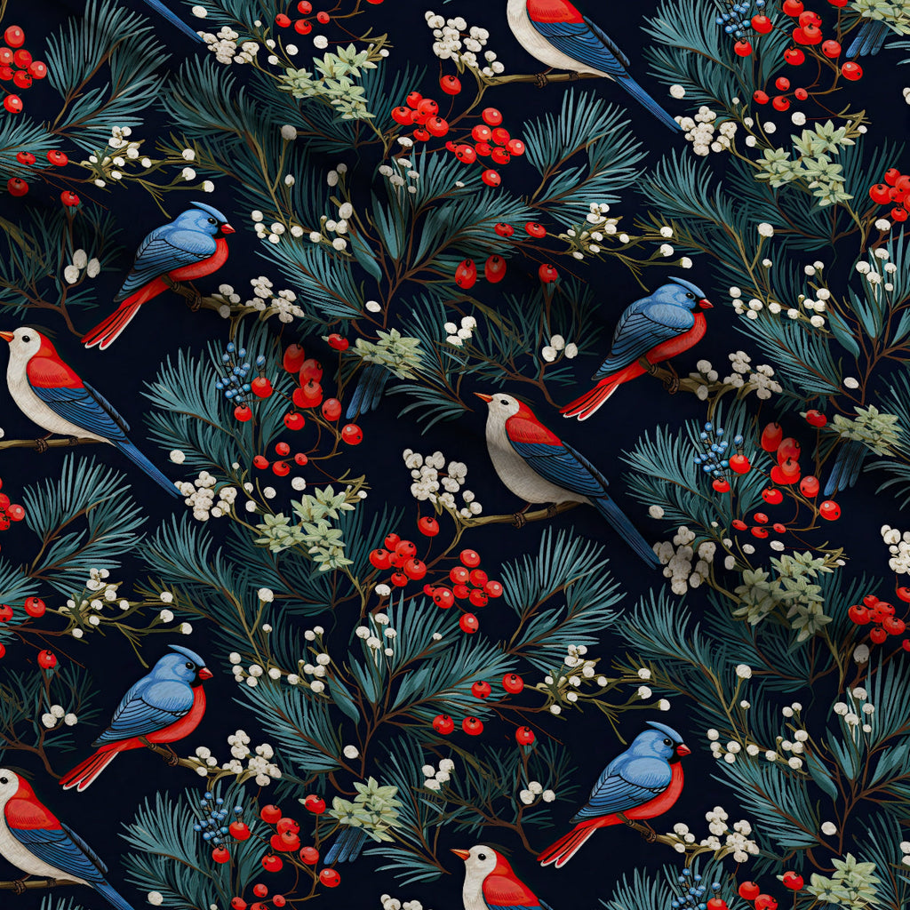 Cardinal Pines Pattern 1 Fleece Fabric — fleece fabric folded close-up preview (mv-fleece-v1:lying)