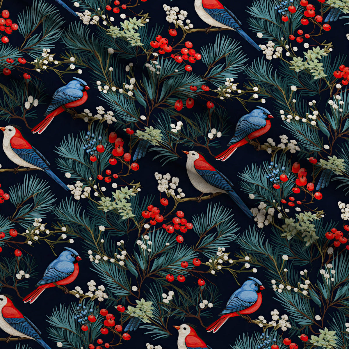 Cardinal Pines Pattern 1 Fleece Fabric — fleece fabric folded close-up preview (mv-fleece-v1:lying)