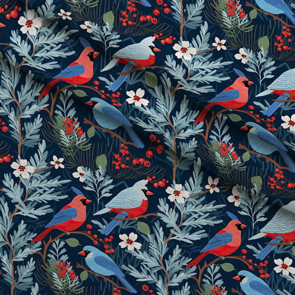 Cardinal Pines Pattern 11 Fleece Fabric — fleece fabric folded close-up preview (mv-fleece-v1:lying)