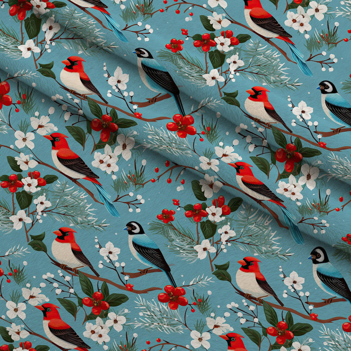 Cardinal Pines Pattern 12 Fleece Fabric — fleece fabric folded close-up preview (mv-fleece-v1:lying)
