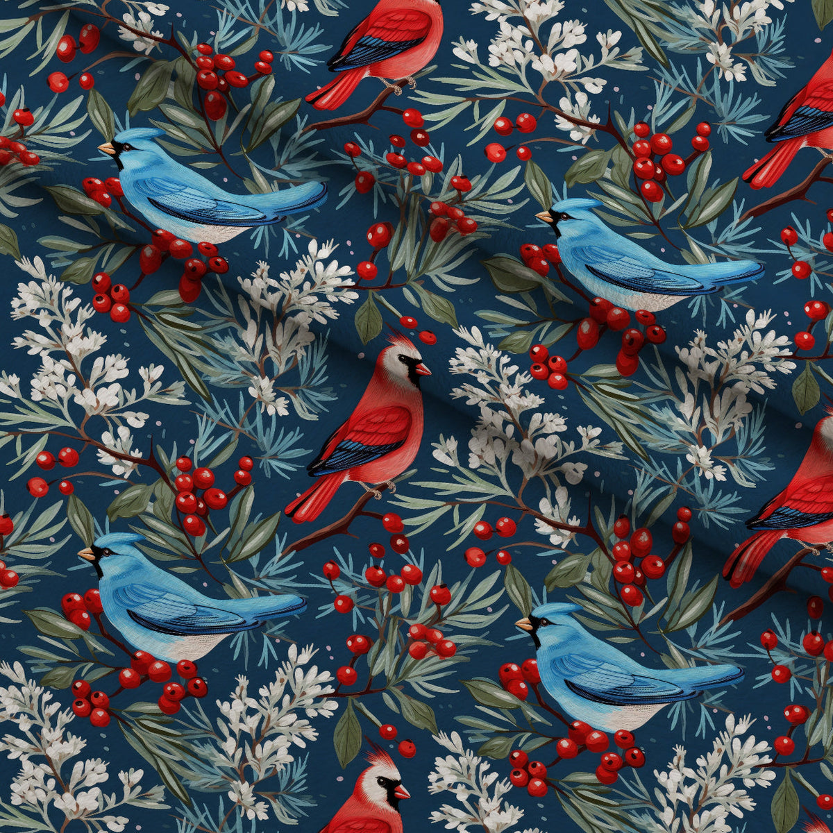 Cardinal Pines Pattern 5 Fleece Fabric — fleece fabric folded close-up preview (mv-fleece-v1:lying)
