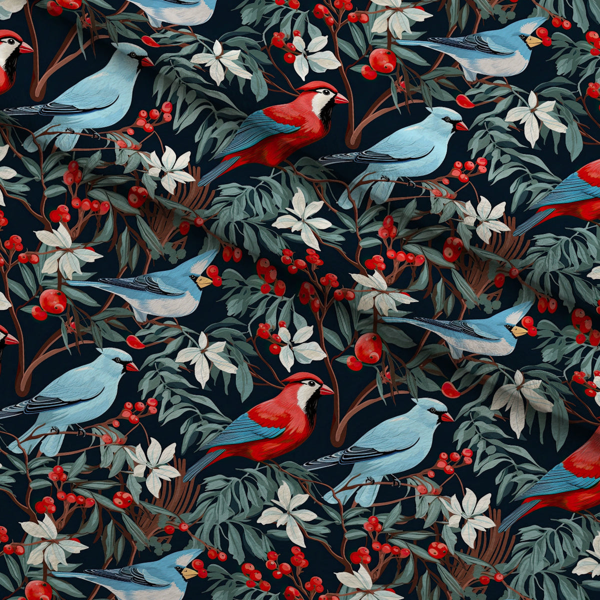 Cardinal Pines Pattern 6 Fleece Fabric — fleece fabric folded close-up preview (mv-fleece-v1:lying)