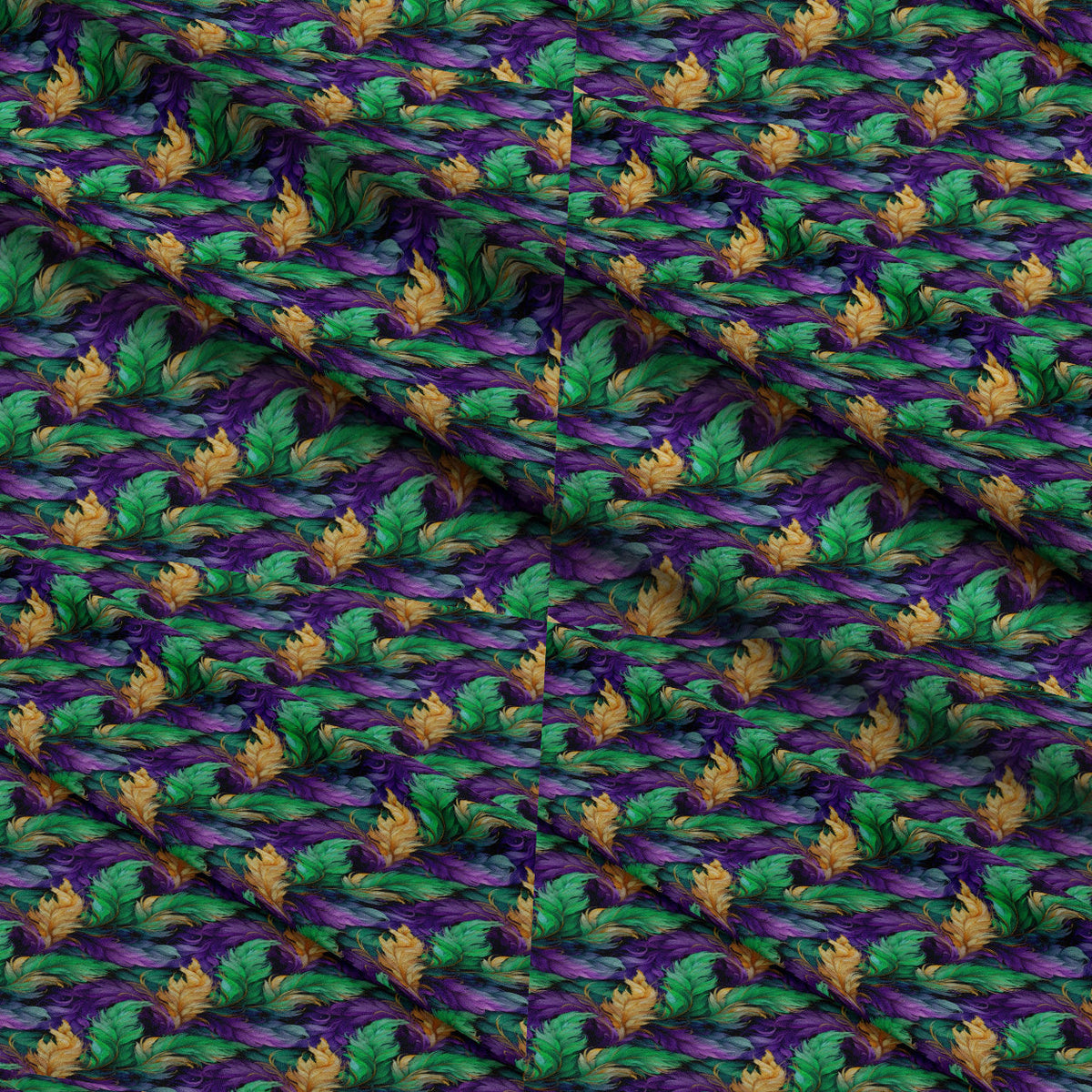 Carnival Plumes Pattern 1 Fleece Fabric — fleece fabric folded close-up preview (mv-fleece-v1:lying)