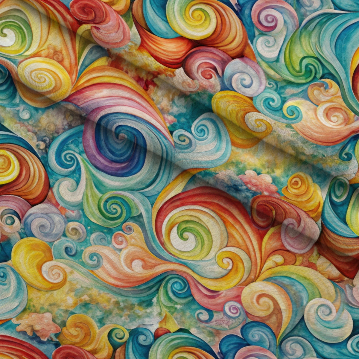 Carnival Swirls Pattern 2 Fleece Fabric — fleece fabric folded close-up preview (mv-fleece-v1:lying)