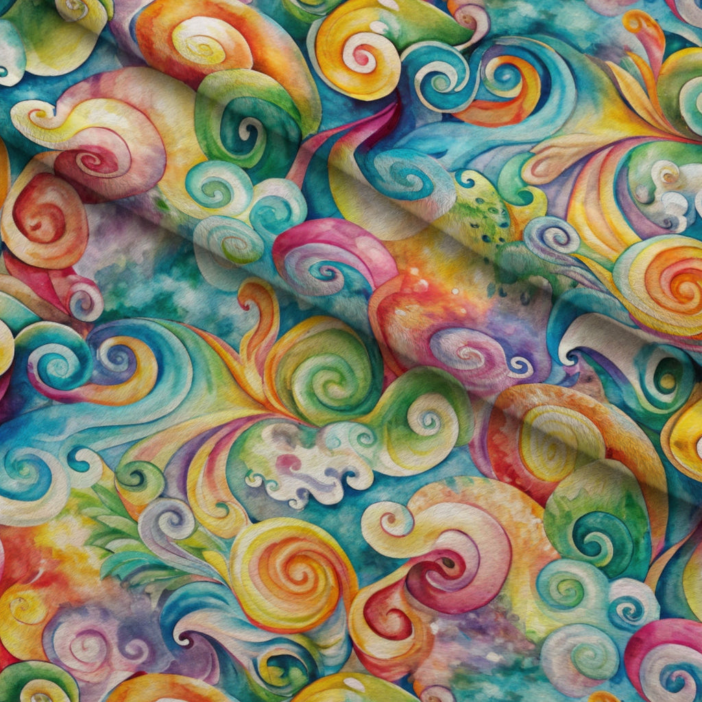 Carnival Swirls Pattern 9 Fleece Fabric — fleece fabric folded close-up preview (mv-fleece-v1:lying)