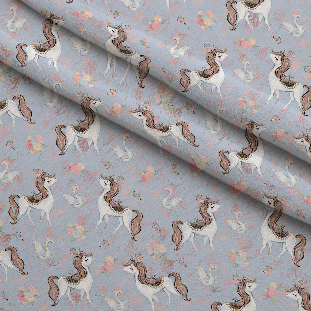 Carousel Dreams Pattern 2 Fleece Fabric — fleece fabric folded close-up preview (mv-fleece-v1:lying)