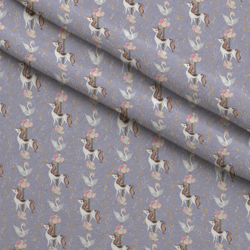 Carousel Dreams Pattern 8 Fleece Fabric — fleece fabric folded close-up preview (mv-fleece-v1:lying)