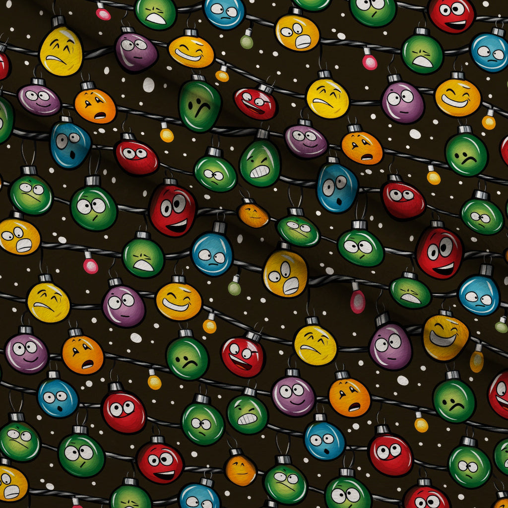 Cartoon Christmas Lights Fleece Fabric — fleece fabric folded close-up preview (mv-fleece-v1:lying)