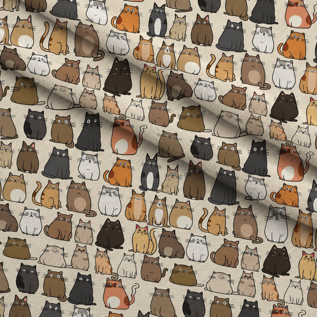 Cartoon Fat Cats Fleece Fabric — fleece fabric folded close-up preview (mv-fleece-v1:lying)