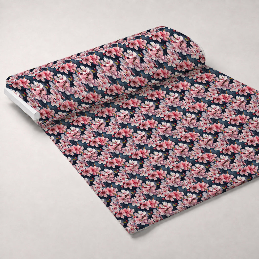 Cherry Blossom Pattern 11 Fleece Fabric — fleece fabric unrolled bolt preview (mv-fleece-v1:bolt)