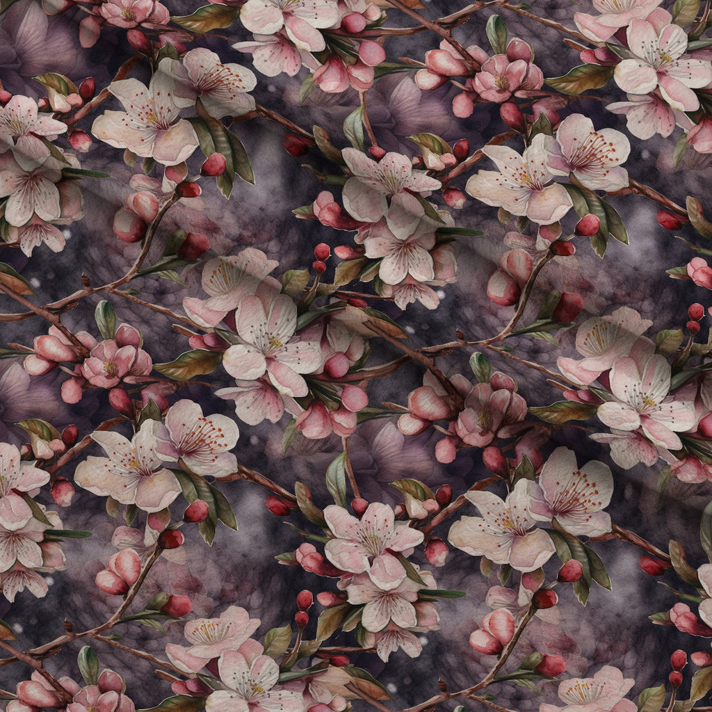 Cherry Blossom Pattern 9 Fleece Fabric — fleece fabric folded close-up preview (mv-fleece-v1:lying)
