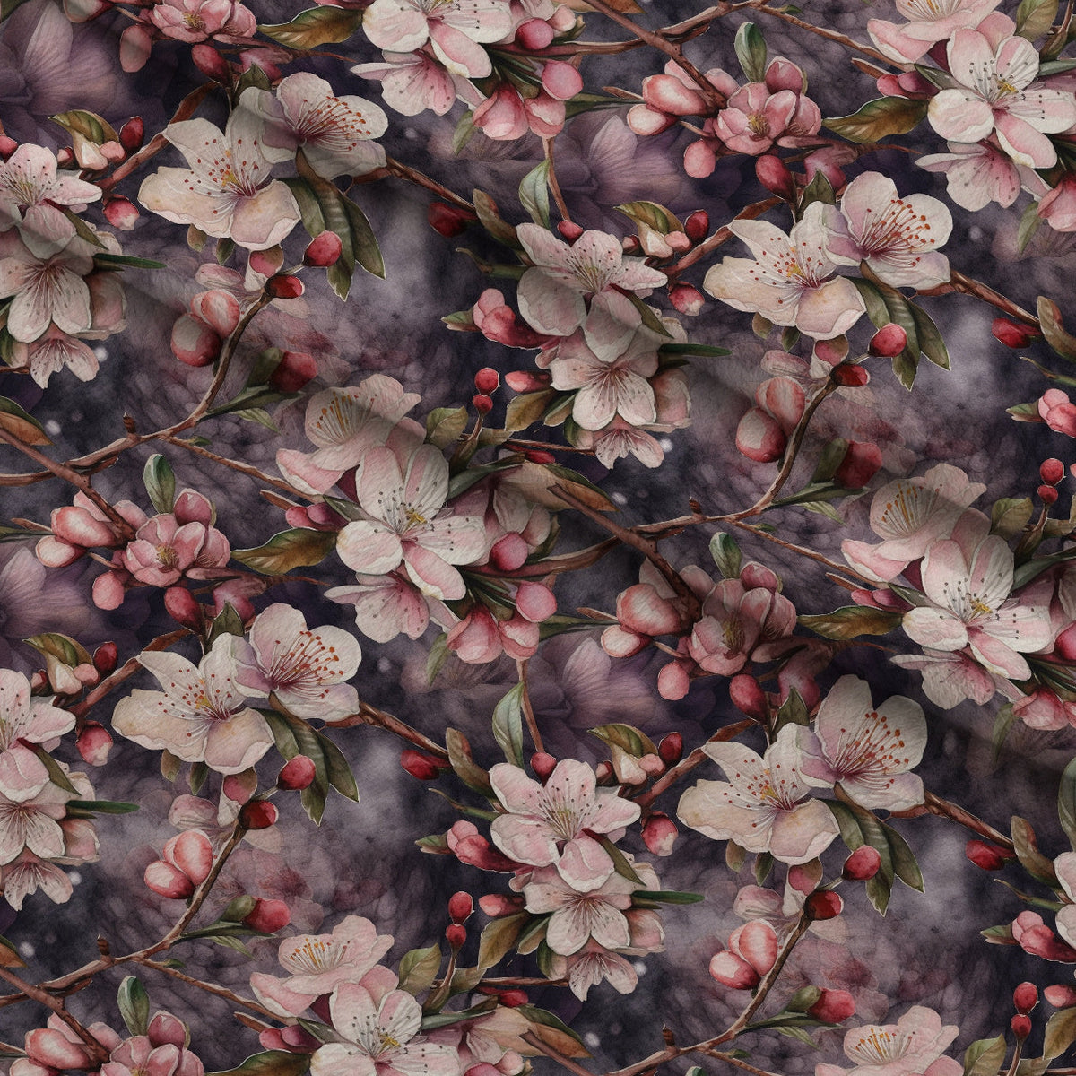 Cherry Blossom Pattern 9 Fleece Fabric — fleece fabric folded close-up preview (mv-fleece-v1:lying)