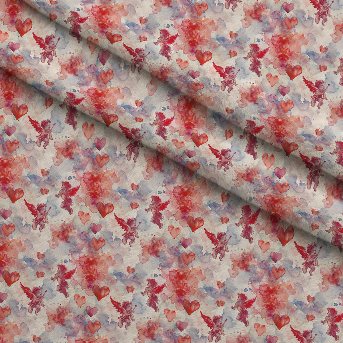 Cherub Hearts Pattern 3 Fleece Fabric — fleece fabric folded close-up preview (mv-fleece-v1:lying)
