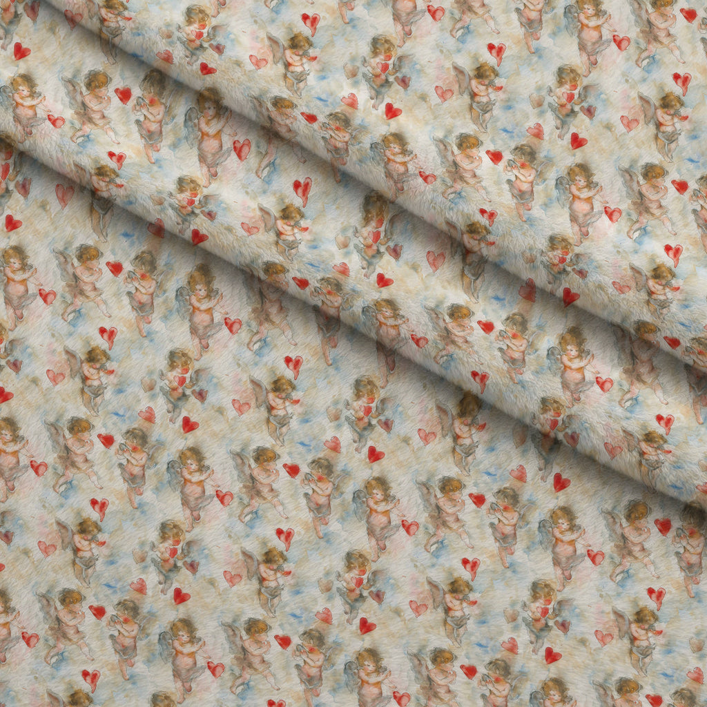 Cherub Hearts Pattern 6 Fleece Fabric — fleece fabric folded close-up preview (mv-fleece-v1:lying)