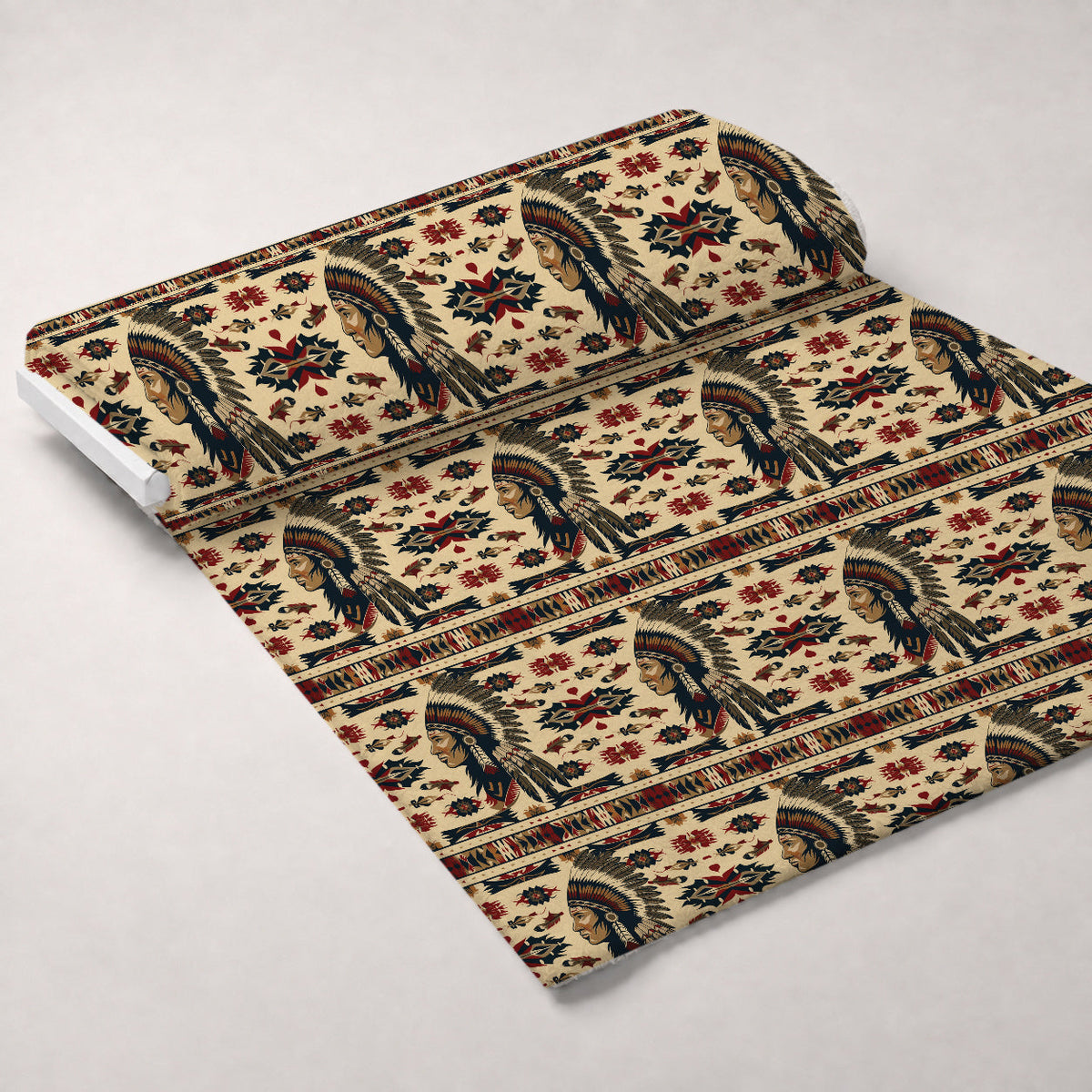 Chieftain Spirit Pattern 1 Fleece Fabric — fleece fabric unrolled bolt preview (mv-fleece-v1:bolt)