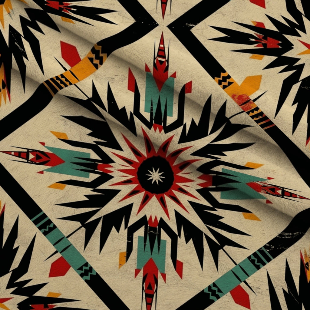 Chieftain Spirit Pattern 10 Fleece Fabric — fleece fabric folded close-up preview (mv-fleece-v1:lying)