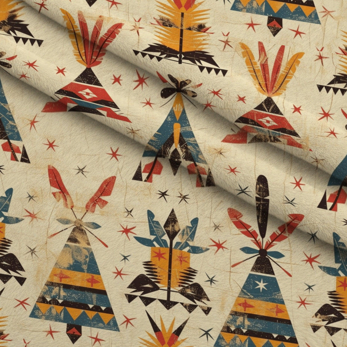 Chieftain Spirit Pattern 11 Fleece Fabric — fleece fabric folded close-up preview (mv-fleece-v1:lying)