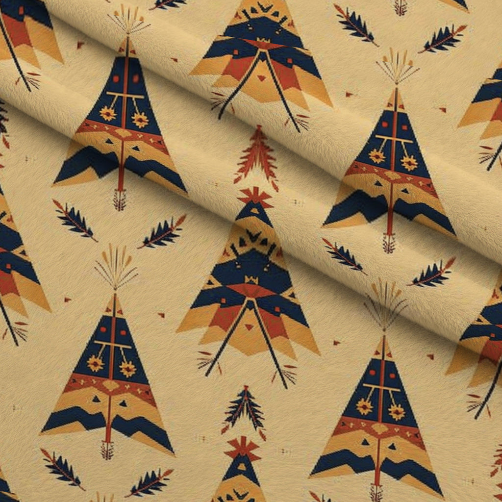 Chieftain Spirit Pattern 2 Fleece Fabric — fleece fabric folded close-up preview (mv-fleece-v1:lying)
