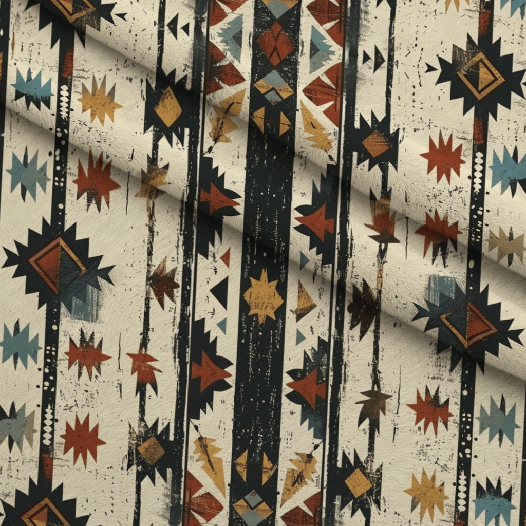 Chieftain Spirit Pattern 3 Fleece Fabric — fleece fabric folded close-up preview (mv-fleece-v1:lying)
