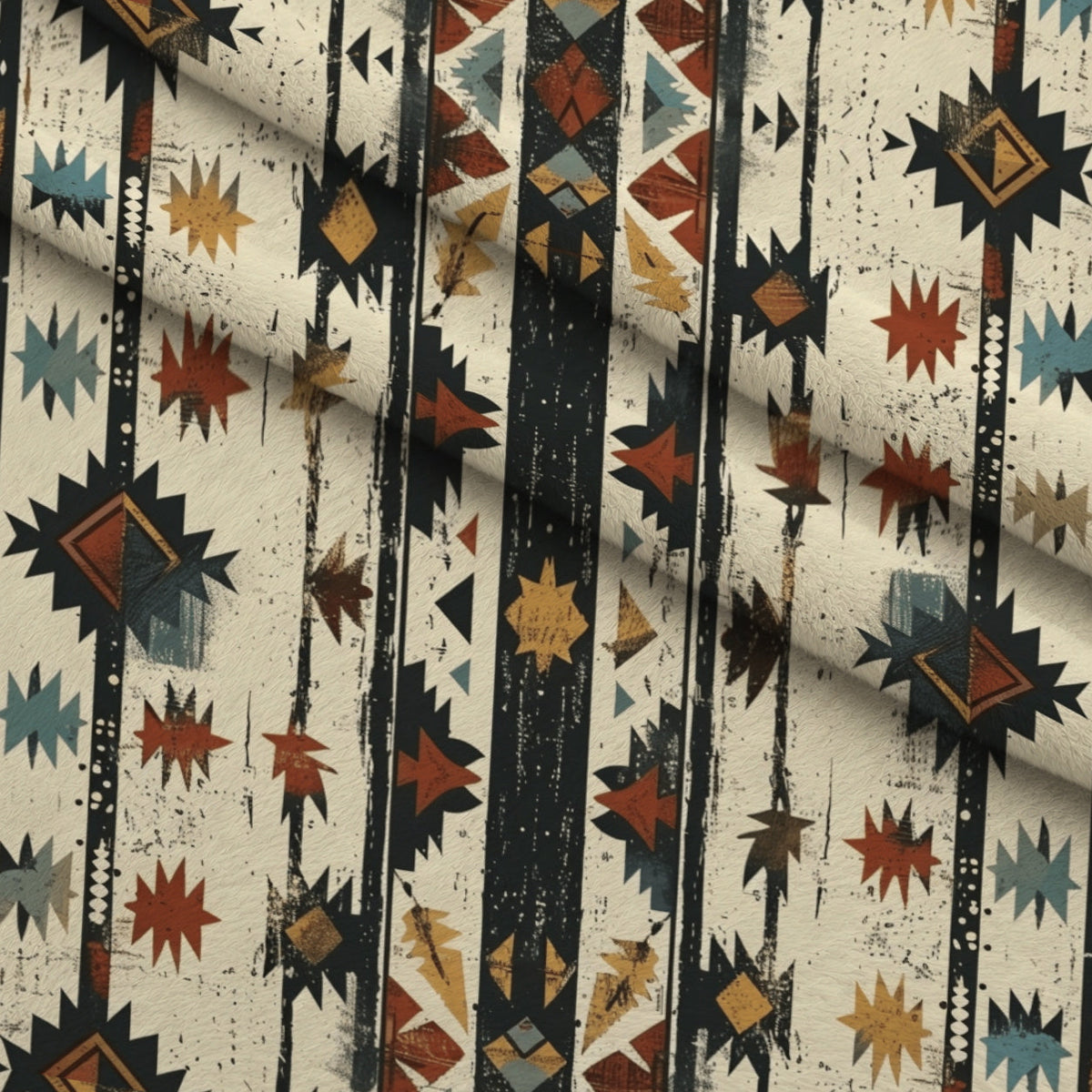Chieftain Spirit Pattern 3 Fleece Fabric — fleece fabric folded close-up preview (mv-fleece-v1:lying)