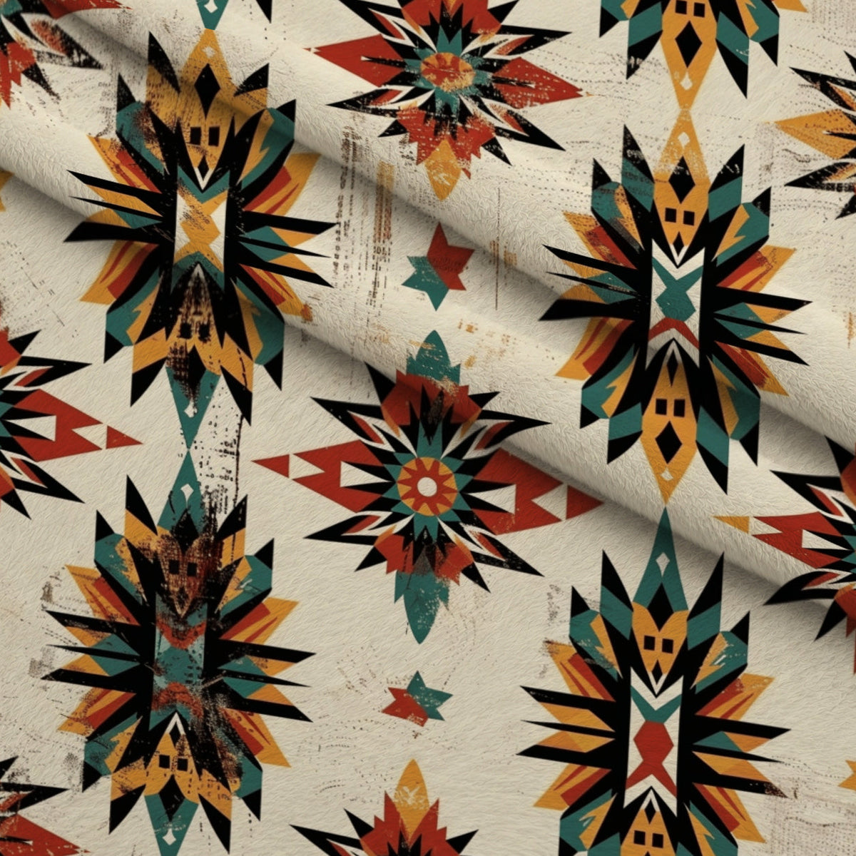 Chieftain Spirit Pattern 4 Fleece Fabric — fleece fabric folded close-up preview (mv-fleece-v1:lying)