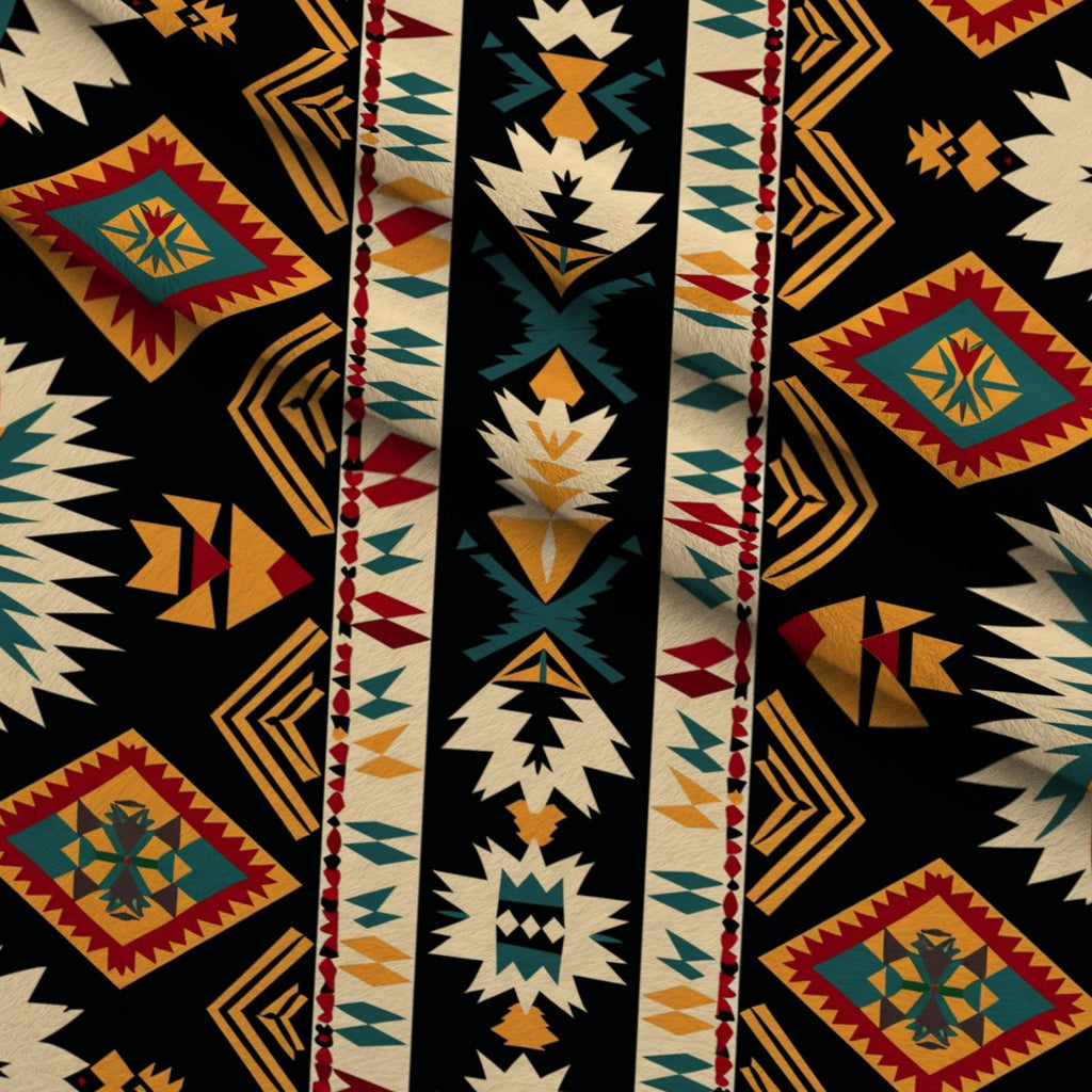 Chieftain Spirit Pattern 5 Fleece Fabric — fleece fabric folded close-up preview (mv-fleece-v1:lying)