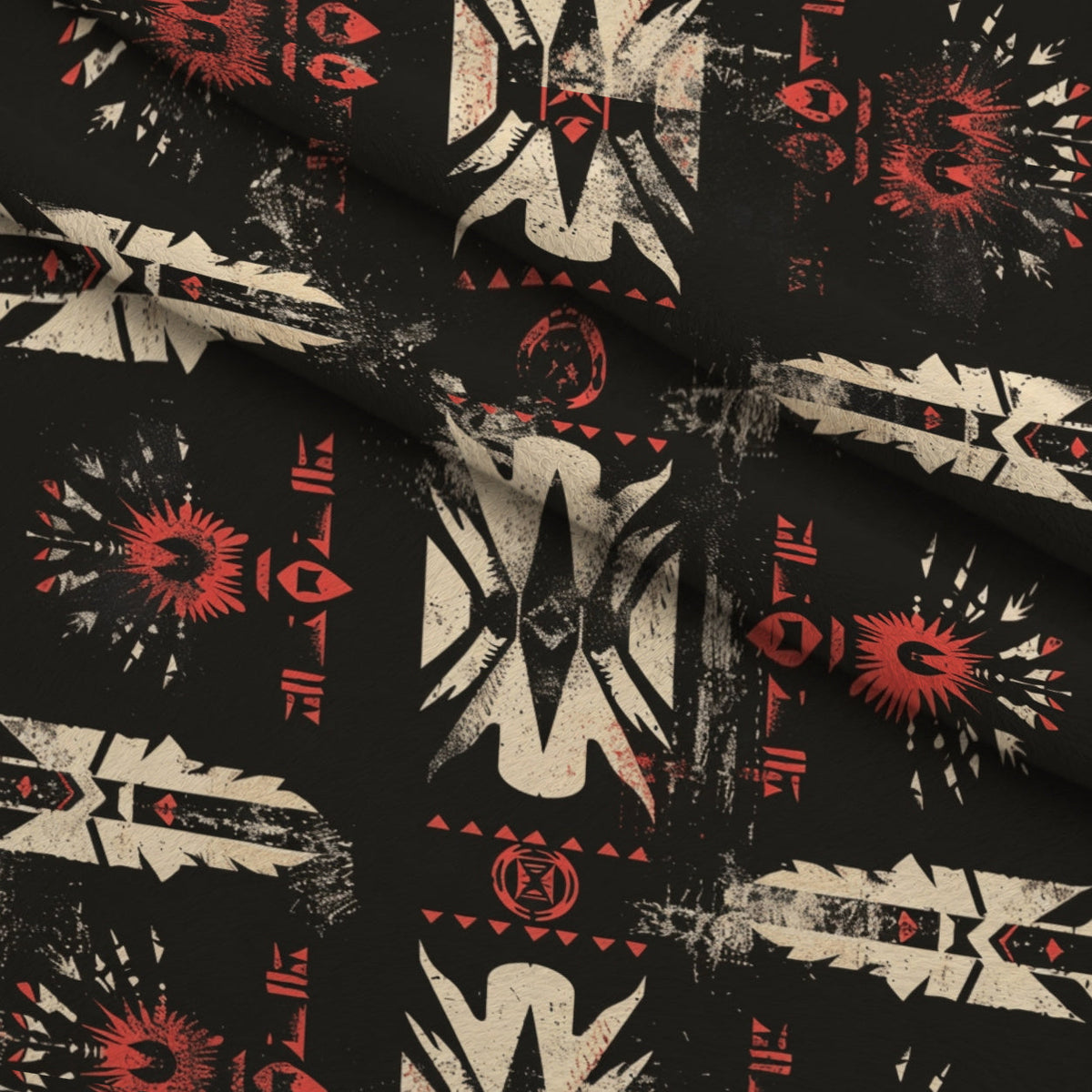 Chieftain Spirit Pattern 6 Fleece Fabric — fleece fabric folded close-up preview (mv-fleece-v1:lying)