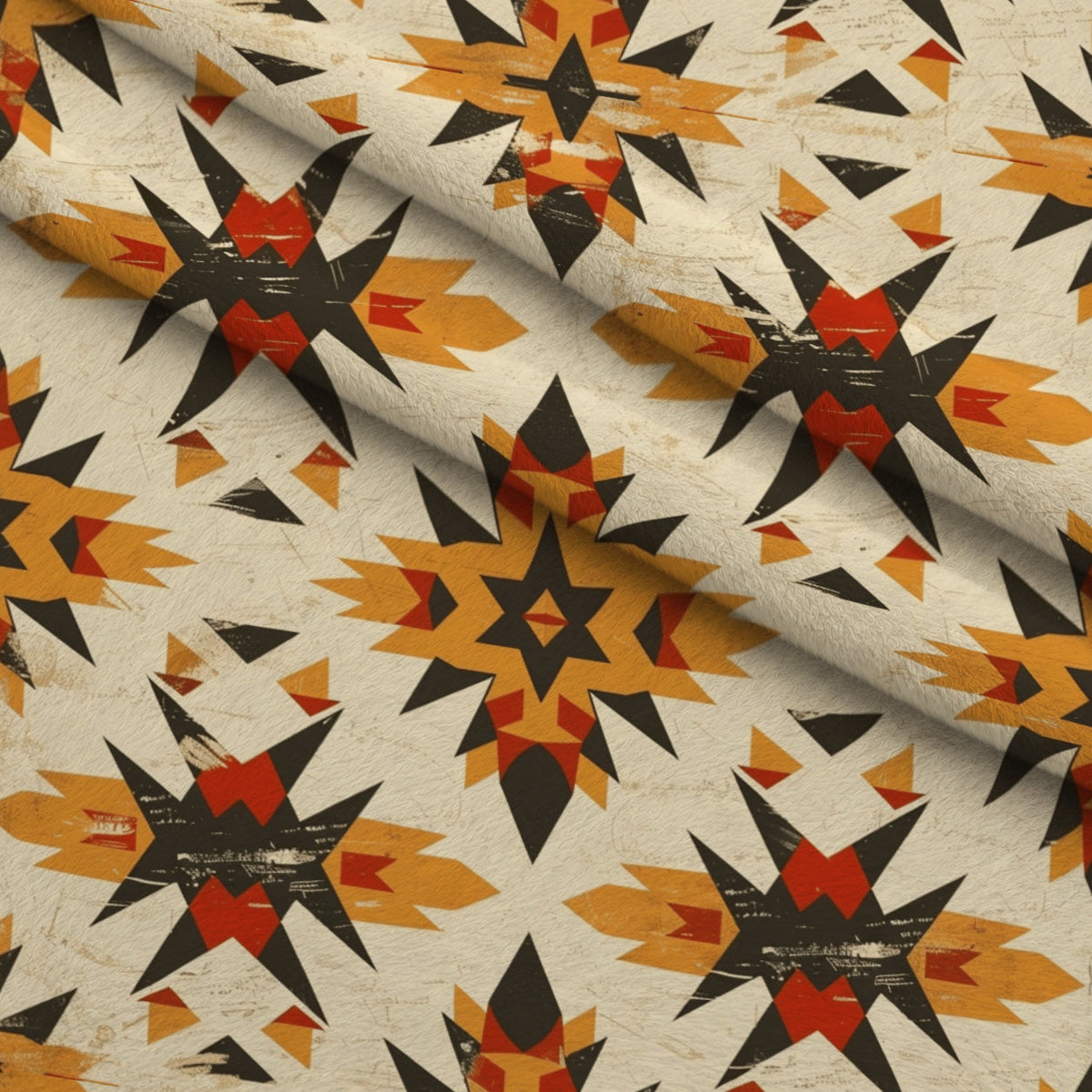 Chieftain Spirit Pattern 8 Fleece Fabric — fleece fabric folded close-up preview (mv-fleece-v1:lying)