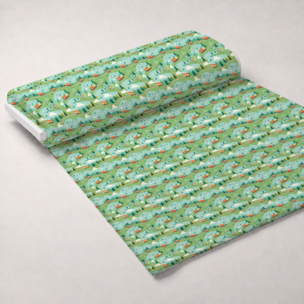 Choo Choo Village Pattern 21 Fleece Fabric — fleece fabric unrolled bolt preview (mv-fleece-v1:bolt)