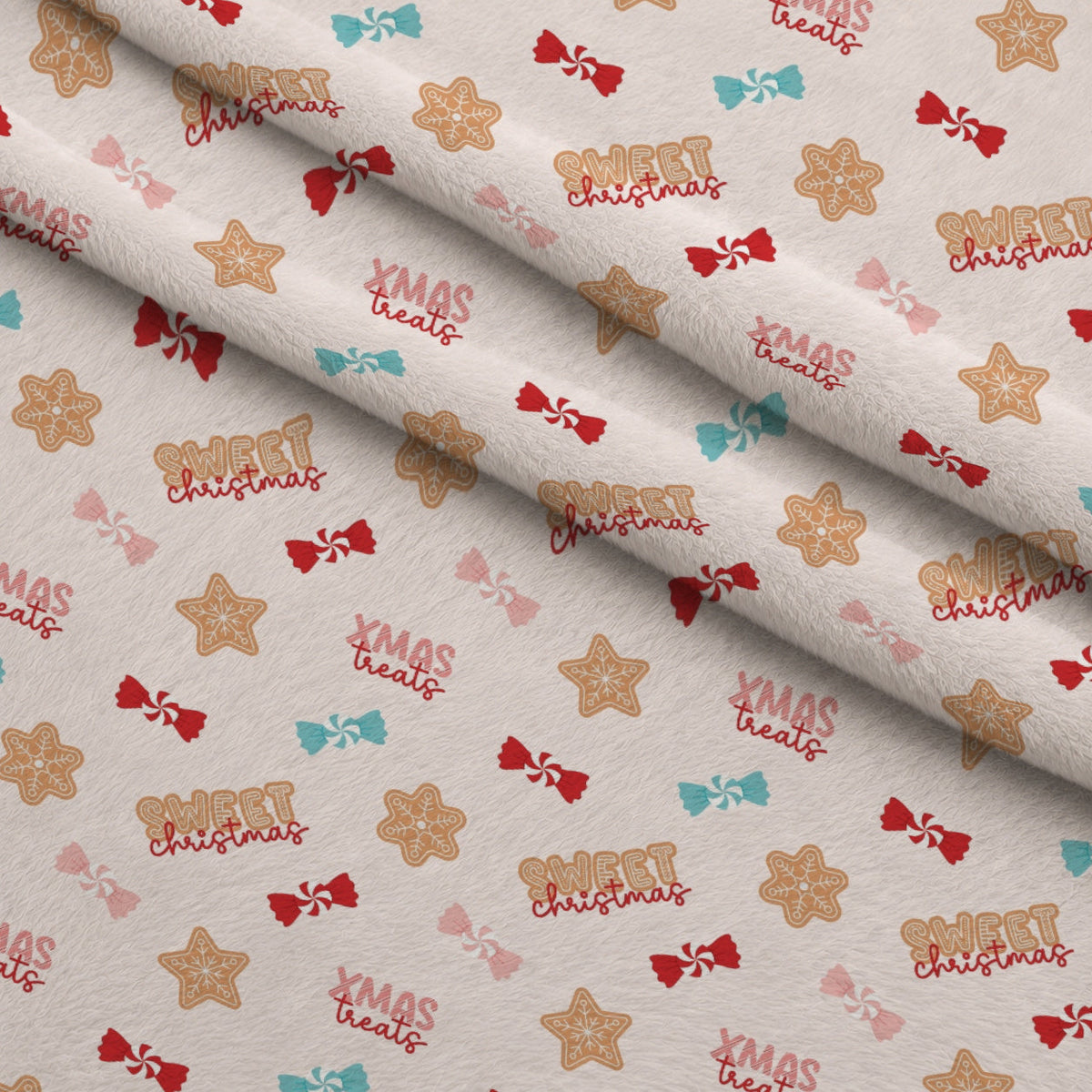 Christmas Treats Candy Pattern 4 Fleece Fabric — fleece fabric folded close-up preview (mv-fleece-v1:lying)