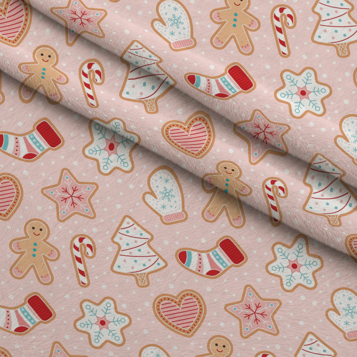 Christmas Treats Candy Pattern 6 Fleece Fabric — fleece fabric folded close-up preview (mv-fleece-v1:lying)