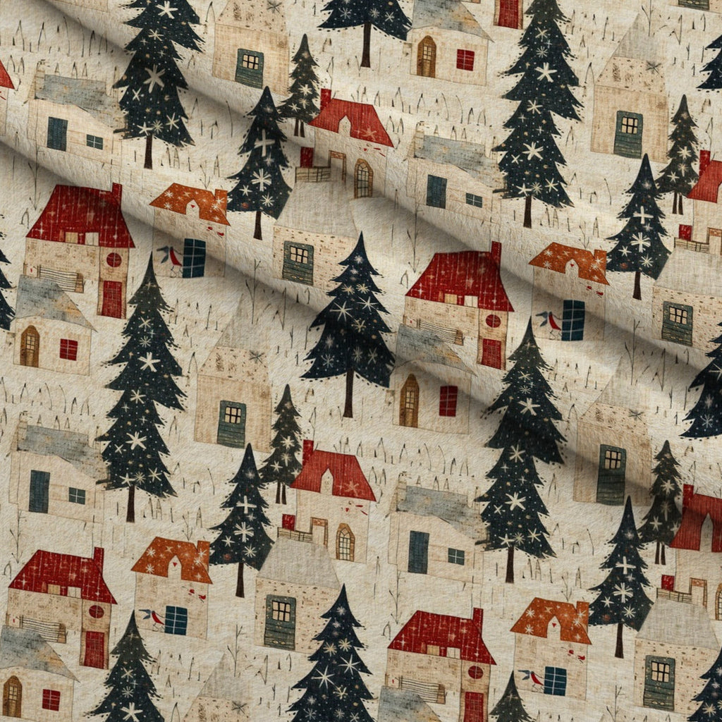 Christmas Village Fleece Fabric — fleece fabric folded close-up preview (mv-fleece-v1:lying)