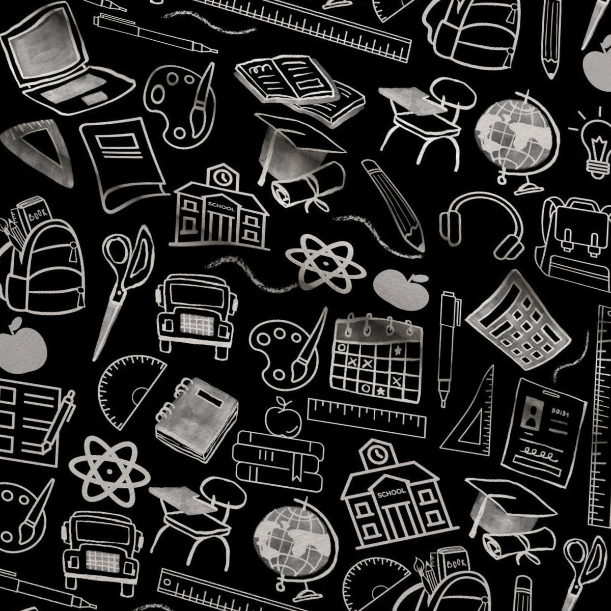 Classroom Doodles Pattern 2 Fleece Fabric — fleece fabric folded close-up preview (mv-fleece-v1:lying)
