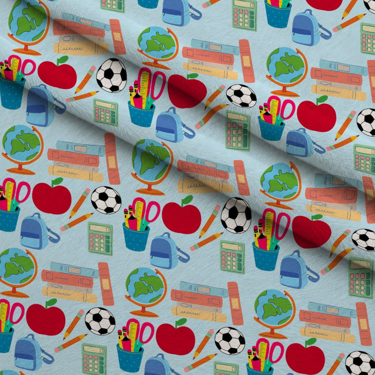 Classroom Doodles Pattern 4 Fleece Fabric — fleece fabric folded close-up preview (mv-fleece-v1:lying)