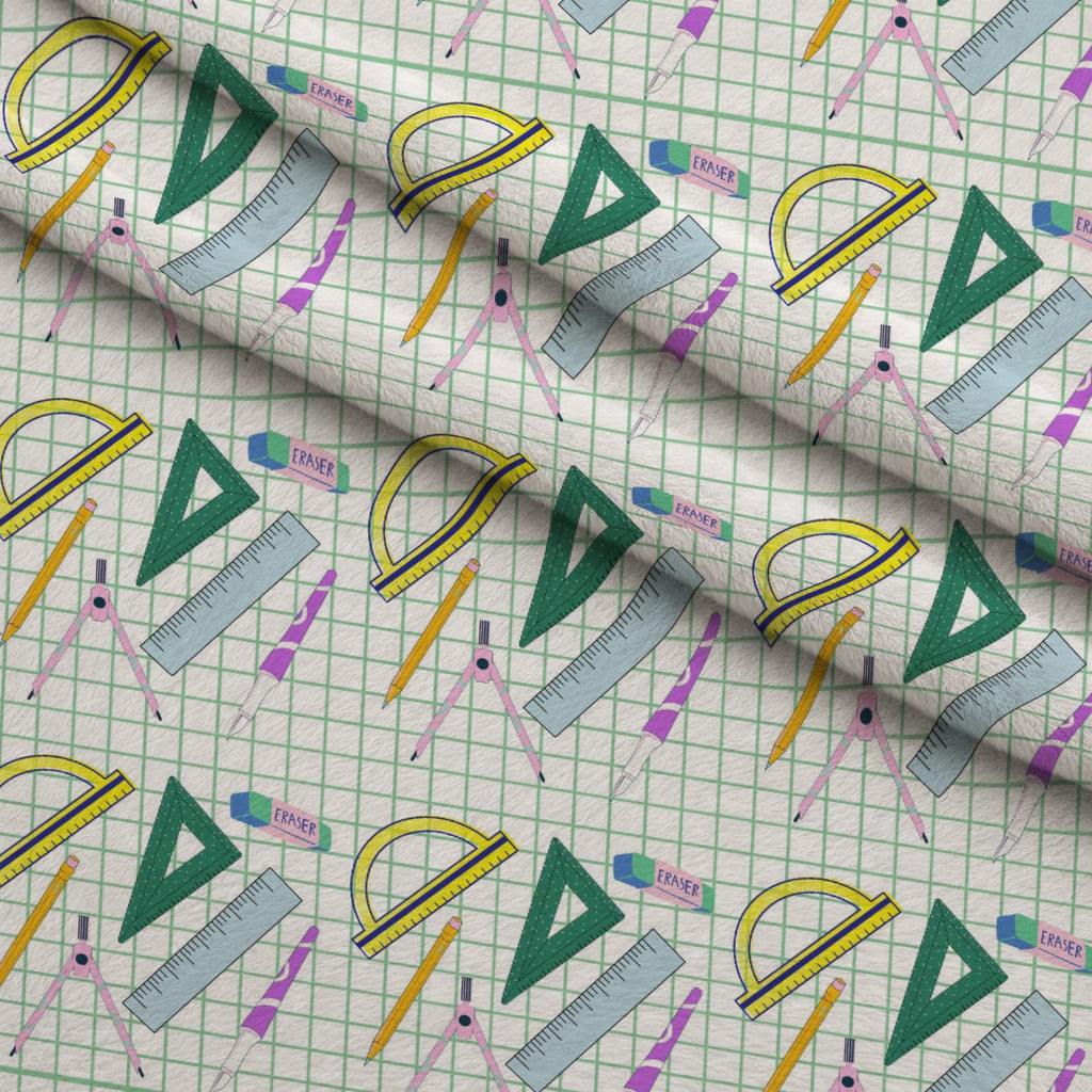 Classroom Doodles Pattern 5 Fleece Fabric — fleece fabric folded close-up preview (mv-fleece-v1:lying)