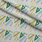 Classroom Doodles Pattern 5 Fleece Fabric — fleece fabric folded close-up preview (mv-fleece-v1:lying)