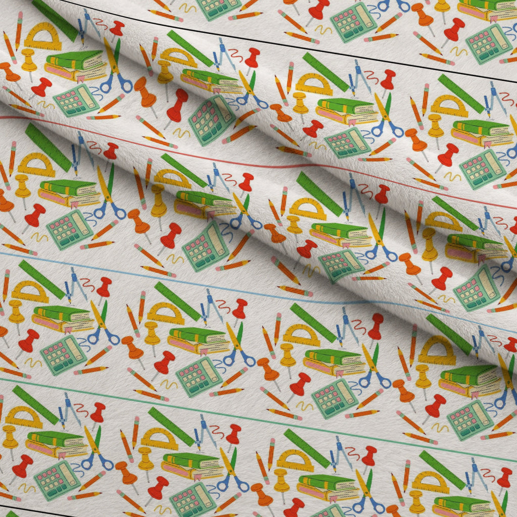 Classroom Doodles Pattern 7 Fleece Fabric — fleece fabric folded close-up preview (mv-fleece-v1:lying)