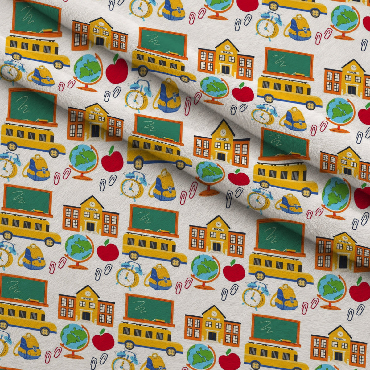 Classroom Doodles Pattern 9 Fleece Fabric — fleece fabric folded close-up preview (mv-fleece-v1:lying)