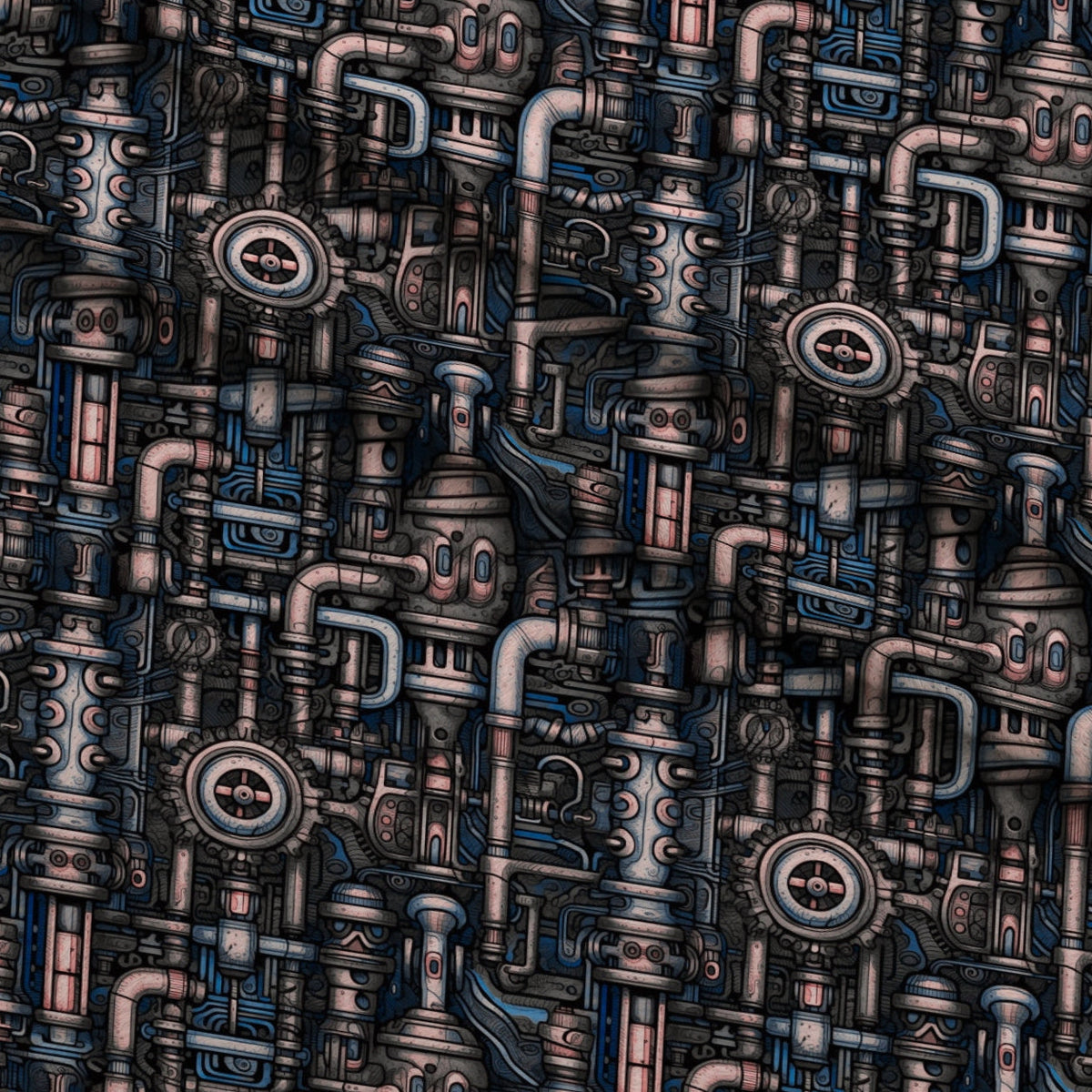 Clockwork Skies Pattern 6 Fleece Fabric — fleece fabric folded close-up preview (mv-fleece-v1:lying)