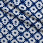 Cobalt Batik Blooms Pattern 22 Fleece Fabric — fleece fabric folded close-up preview (mv-fleece-v1:lying)