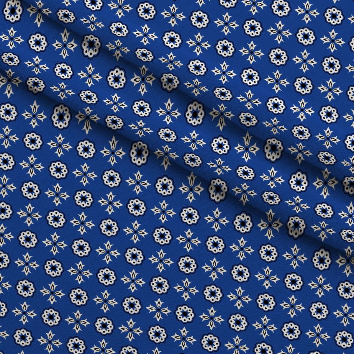 Cobalt Paisley Pattern 11 Fleece Fabric — fleece fabric folded close-up preview (mv-fleece-v1:lying)