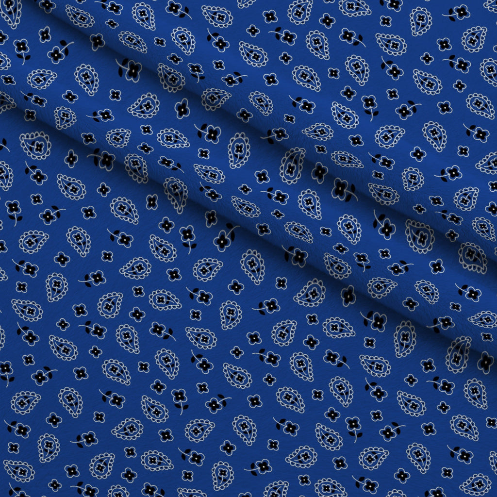 Cobalt Paisley Pattern 3 Fleece Fabric — fleece fabric folded close-up preview (mv-fleece-v1:lying)