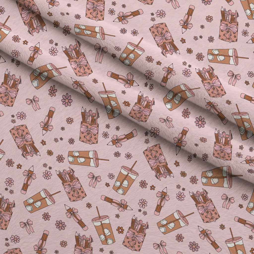 Coquette Teaching School Fleece Fabric — fleece fabric folded close-up preview (mv-fleece-v1:lying)