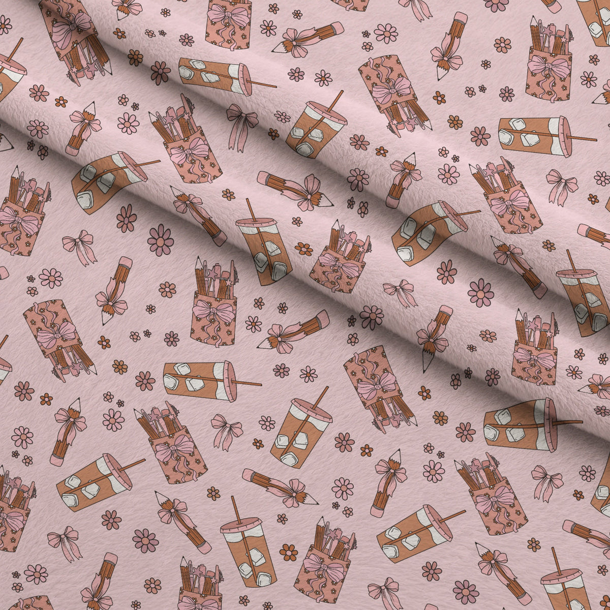 Coquette Teaching School Fleece Fabric — fleece fabric folded close-up preview (mv-fleece-v1:lying)