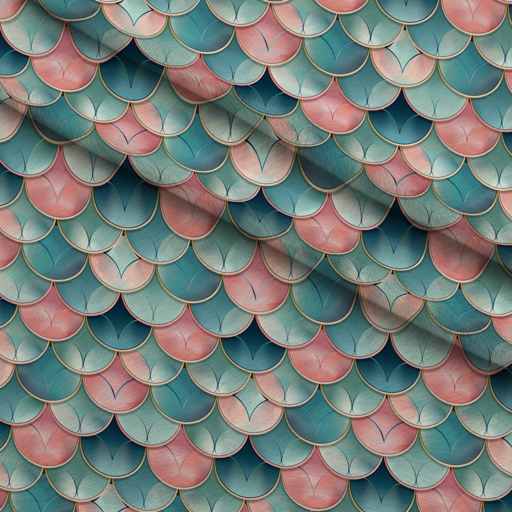 Coral Lagoon Pattern 5 Fleece Fabric — fleece fabric folded close-up preview (mv-fleece-v1:lying)