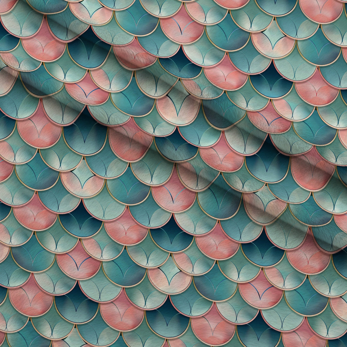 Coral Lagoon Pattern 5 Fleece Fabric — fleece fabric folded close-up preview (mv-fleece-v1:lying)