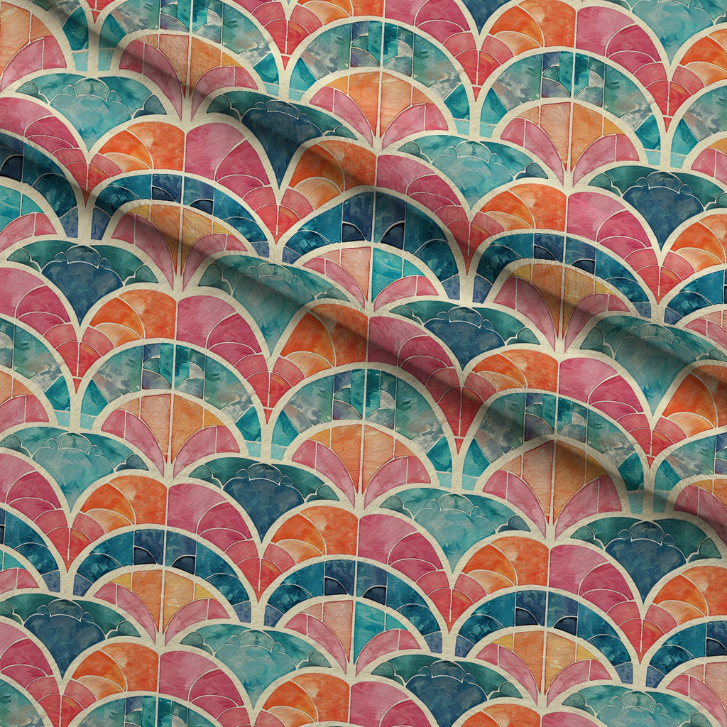 Coral Lagoon Pattern 9 Fleece Fabric — fleece fabric folded close-up preview (mv-fleece-v1:lying)