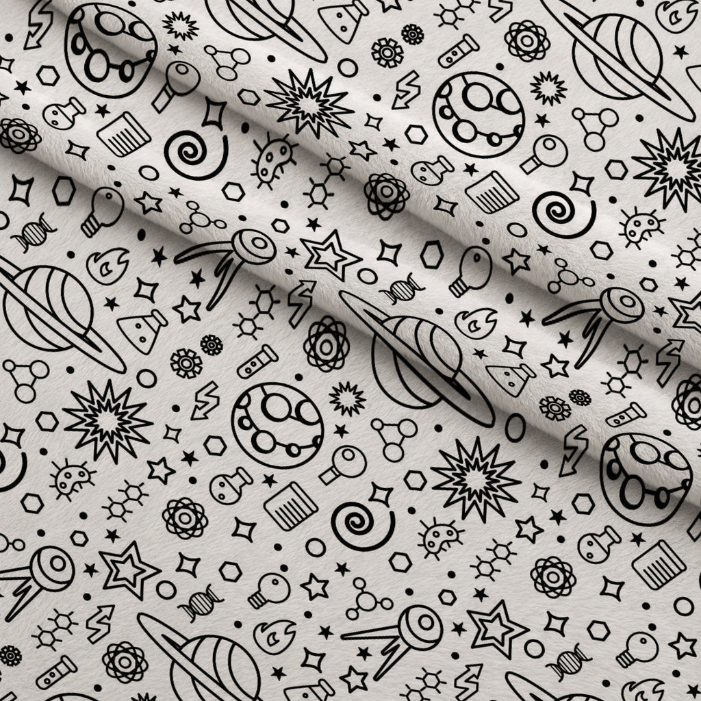 Cosmic Lab Doodles Pattern 1 Fleece Fabric — fleece fabric folded close-up preview (mv-fleece-v1:lying)